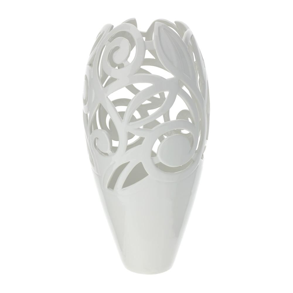 HERVIT - Vaso Traforato In Porcellana Bianco 23,5X48H