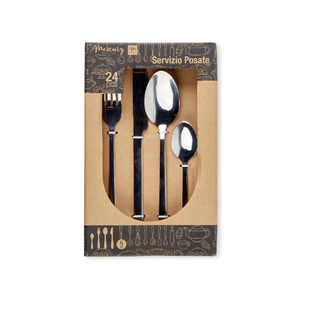 DO-HOME - Posate 24 Pz Lucido In Acciaio 2.5Mm 15X7Xh.26 Cm In Scatola Regalo