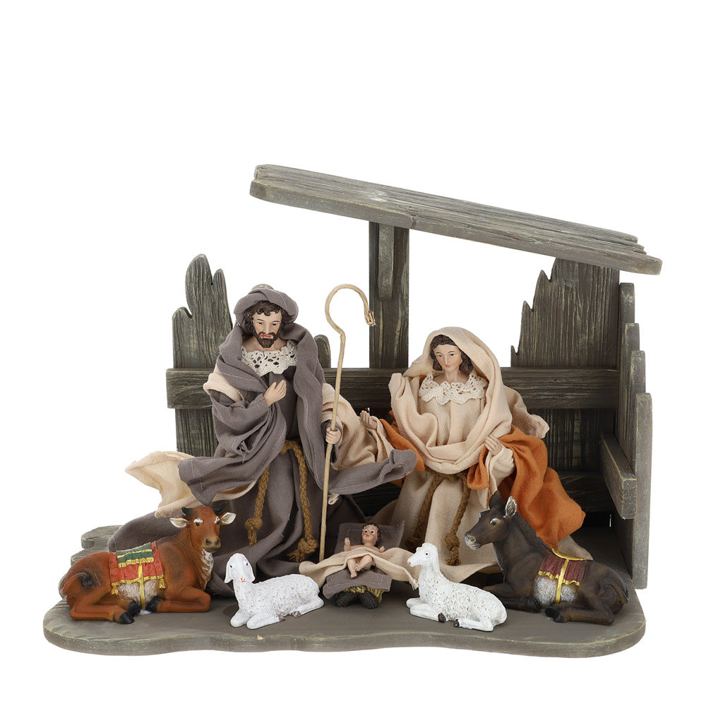 HERVIT - Nativita' Resina C/Capanna Legno 43X30Cm
