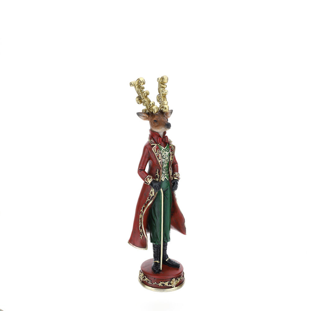 HERVIT - Cervo York Resina H41Cm Rosso/Verde