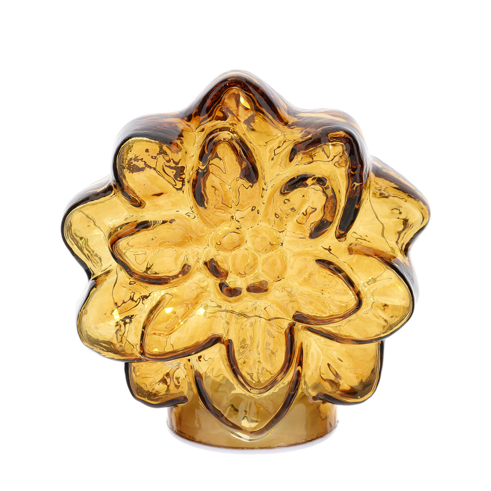 HERVIT - Fiore Vetro Ambra X'Mas 14X9,5Xh14Cm