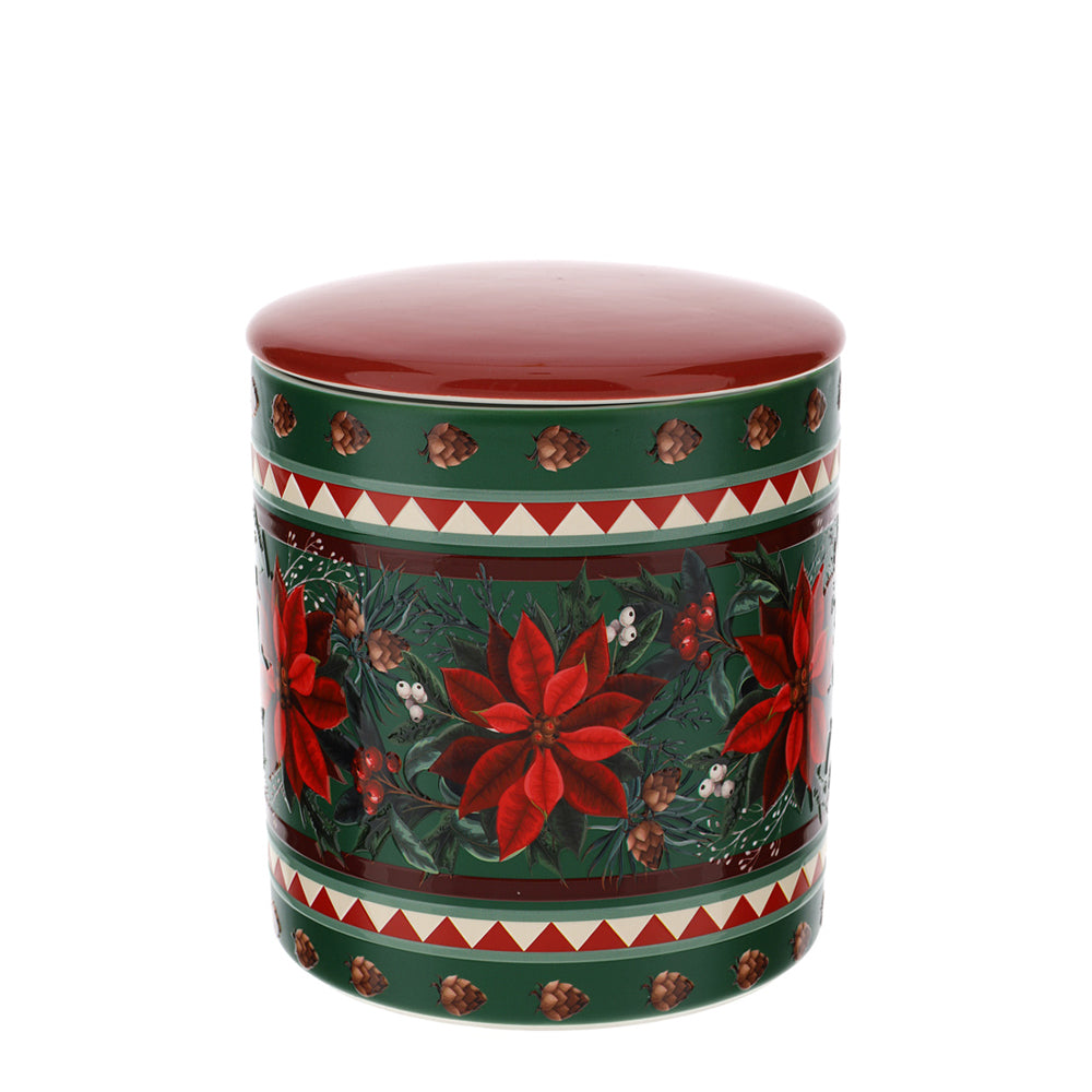 HERVIT - Contenitore Ceram.Poinsettia Dia.11X12Cm