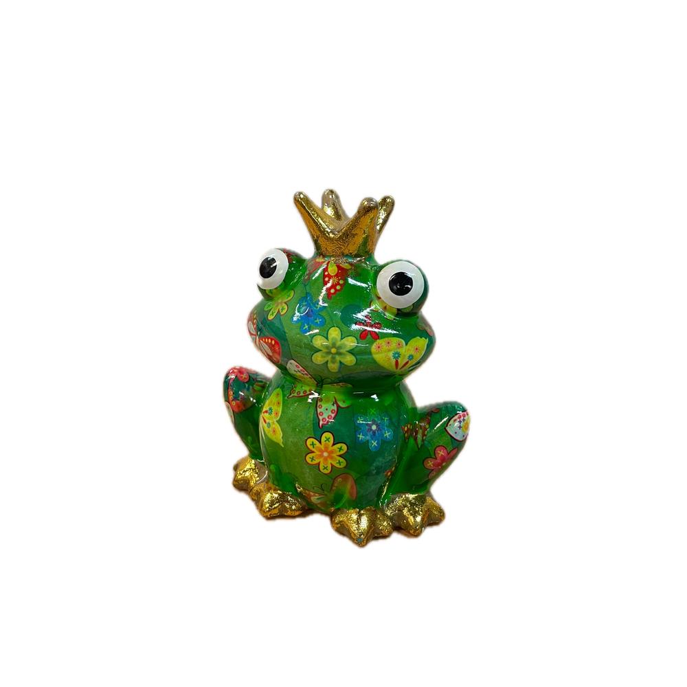 POMME PIDOU - Money Box Frog Caby In Ceramica 12 Cm [Verde Farfalle 1]