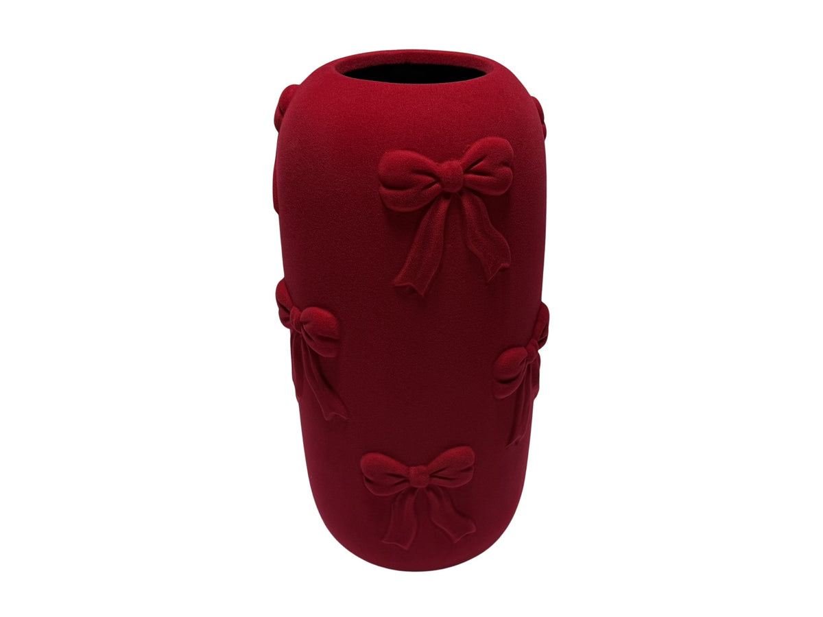 DO-HOME - Vaso Fiocchi In Ceramica Velluto Rosso D.18Xh.34,5 Cm