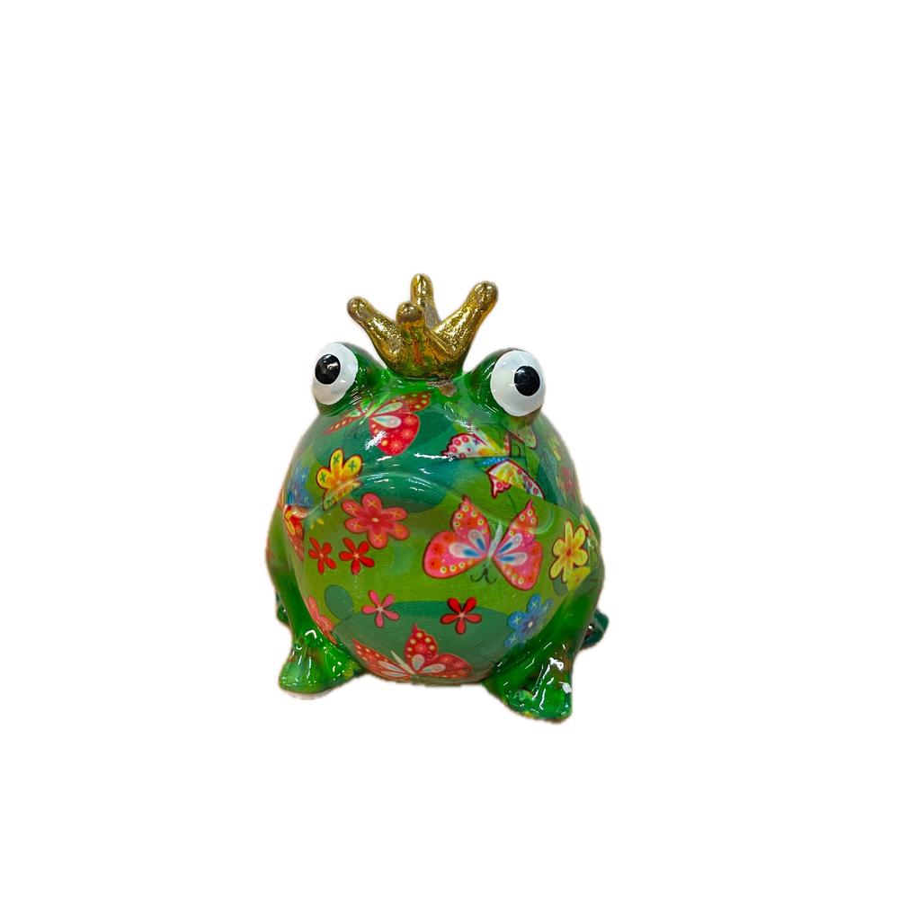 POMME PIDOU - Money Box Frog Freddy In Ceramica 10 Cm [Verde Farfalle 2]