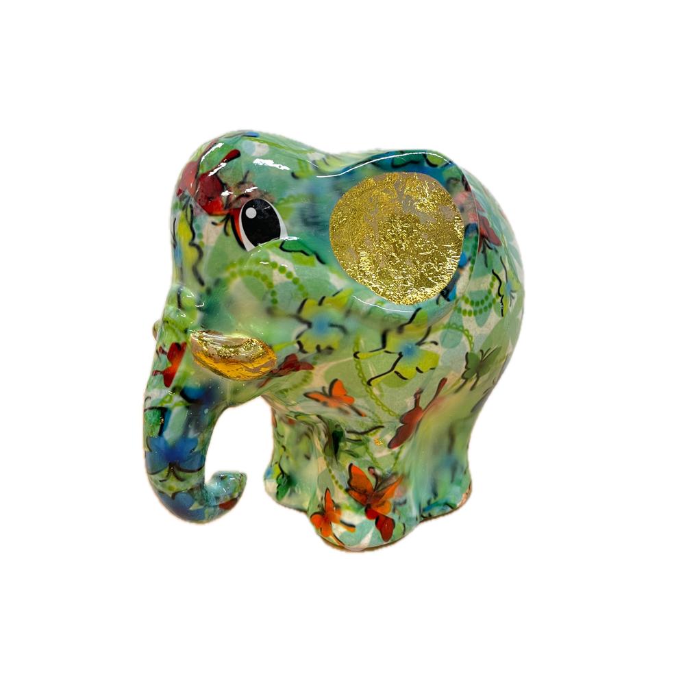 POMME PIDOU - Money Box Elephant Elton In Ceramica 19 Cm [Verde Chiaro]