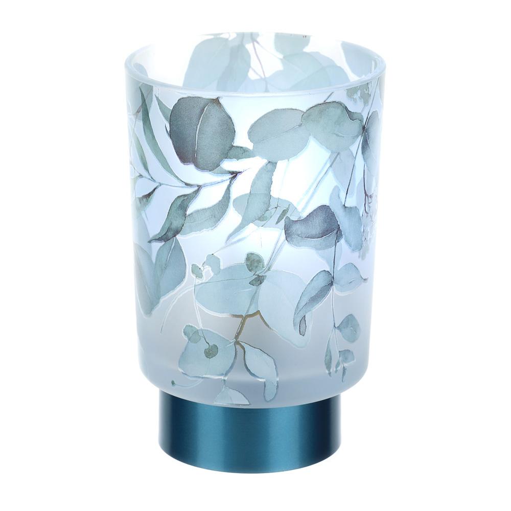 HERVIT - Lampada Vetro Botanic Blu Dia.10X15Cm