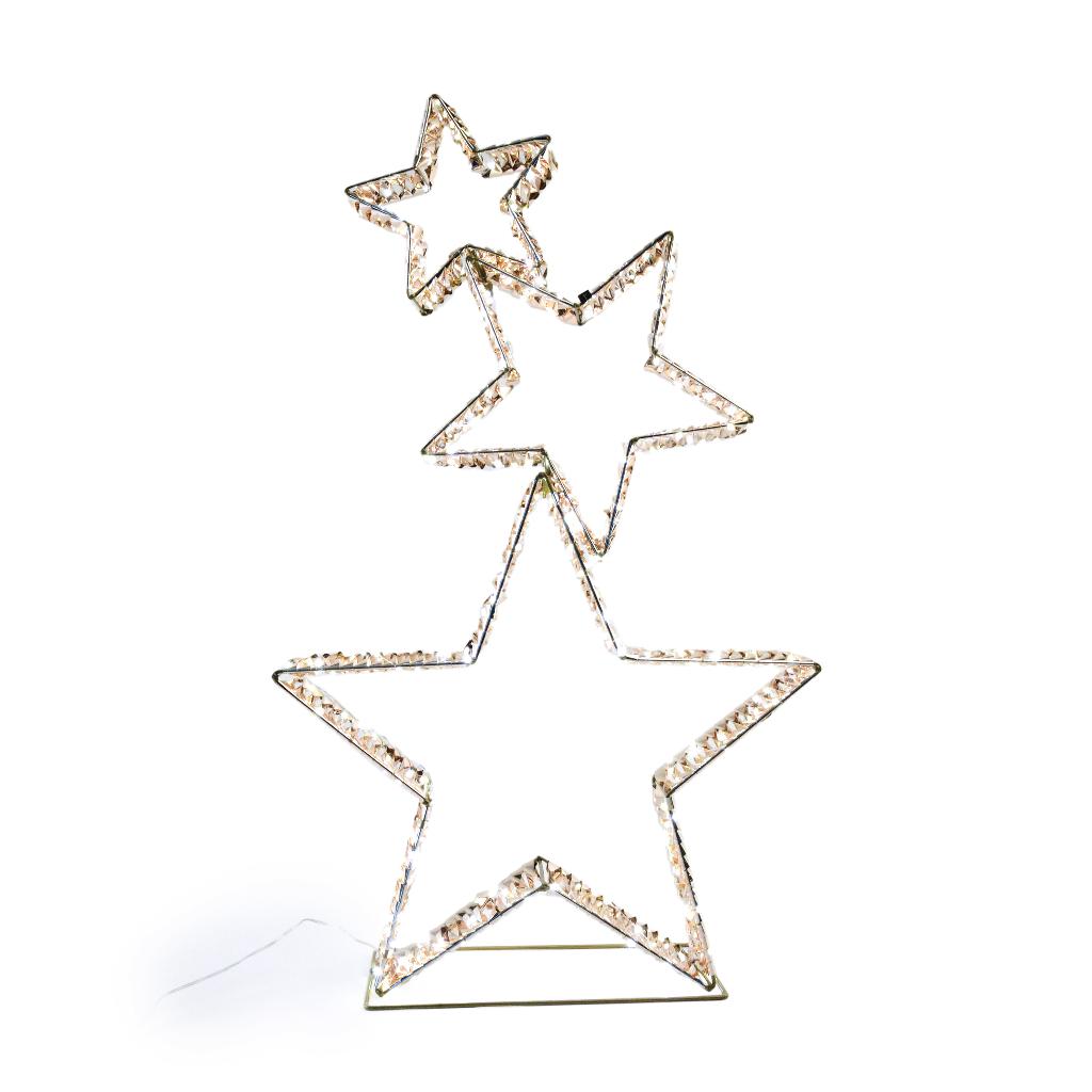 DO-HOME - Stelle 3 Pz.Da Appoggio In Metallo E Plastica Con Luci 350 Led Con Trasformatore Ip44 24V 6W 50X17Xh.84 Cm In Scatola