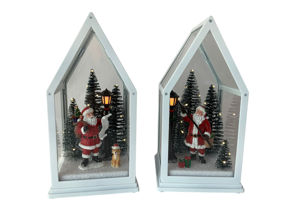 DO-HOME - Vetrina Paesaggio Natalzio Con Luci In Plastica A Batteria 3Xaa 13X13Xh.25.5 Cm In Confezione Regalo