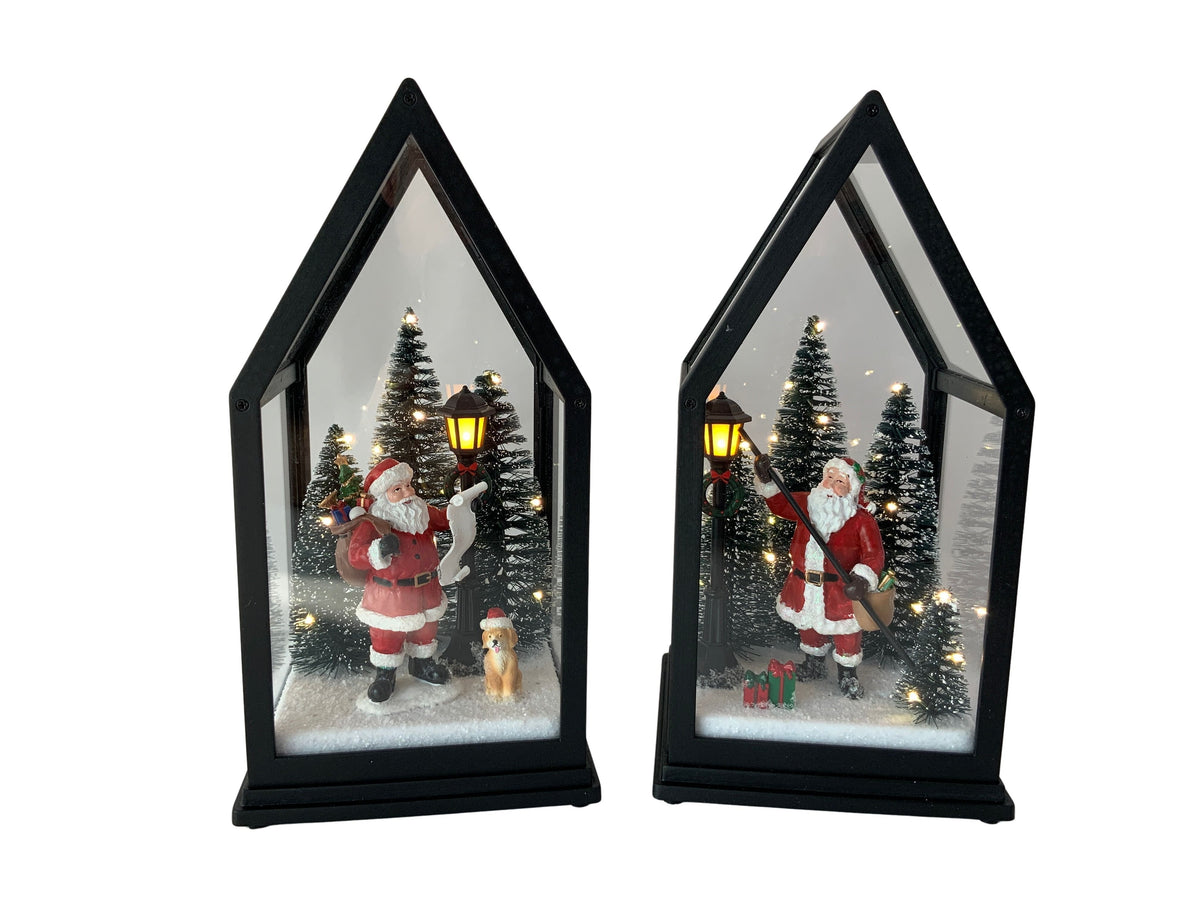 DO-HOME - Vetrina Paesaggio Natalzio Con Luci In Plastica A Batteria 3Xaa 13X13Xh.25.5 Cm In Confezione Regalo