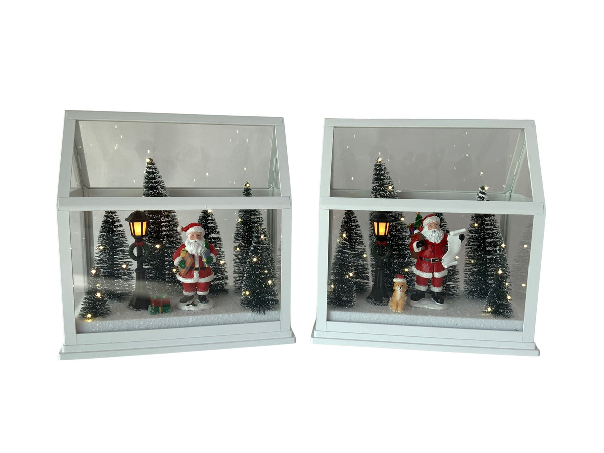 DO-HOME - Vetrina Paesaggio Natalizio Con Luci In Plastica A Batteria 3Xaa 21X11.5Xh.22 Cm In Confezione Regalo