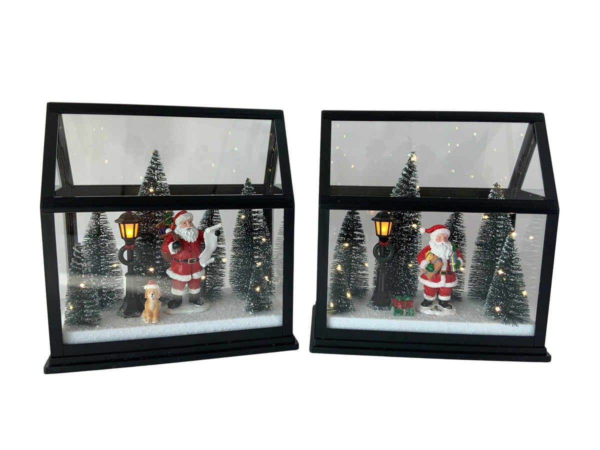 DO-HOME - Vetrina Paesaggio Natalzio Con Luci In Plastica A Batteria 3Xaa 21X11.5Xh.22 Cm In Confezione Regalo