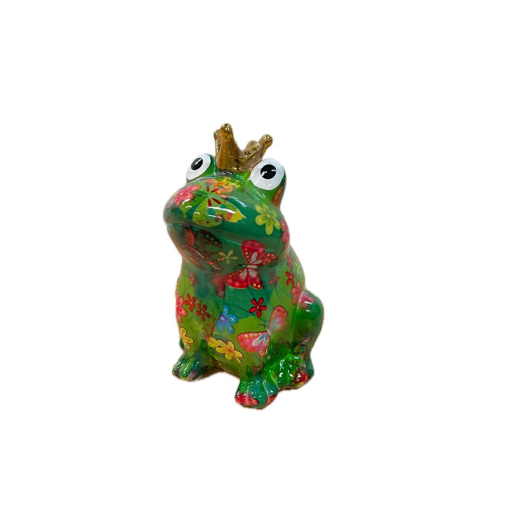 POMME PIDOU - Money Box Frog Jeff In Ceramica 12 Cm [Verde Farfalle 3]