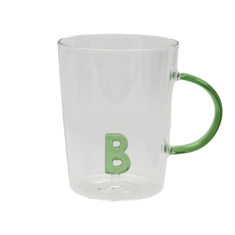 PORCELLANA BIANCA - Allalettera Mug In Vetro Borosilicato Lettera " B " 440 Cc