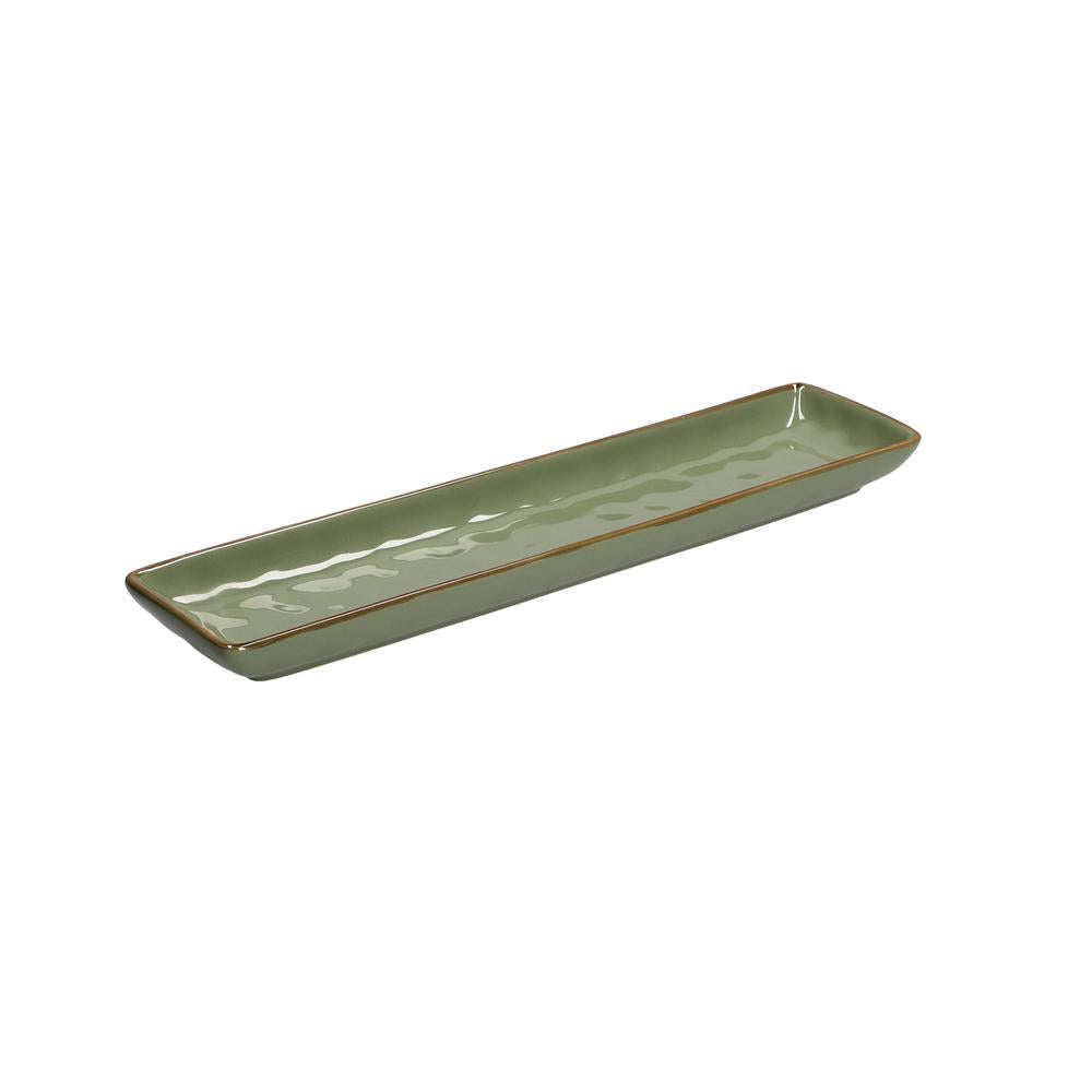 ROSE &amp; TULIPS - Concerto Olive Green Rectangular Tray 32X8Cm