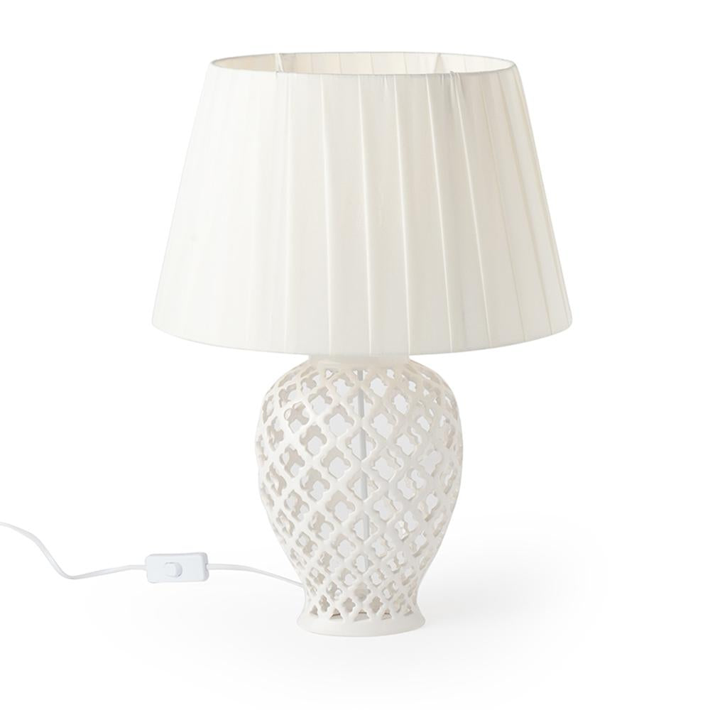 HERVIT - Oval Potiche Lamp Perforated Porcelain 65cm