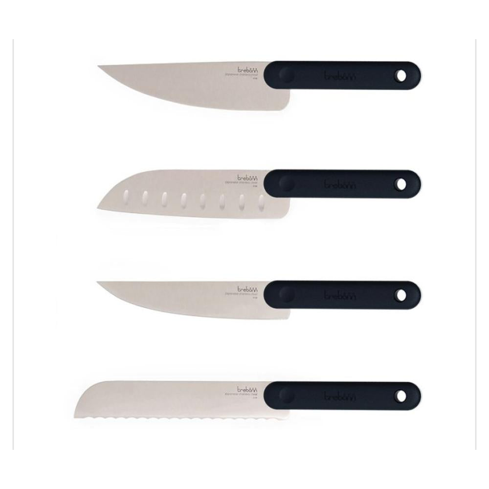 TREBONN - Juego de 4 cuchillos japoneses de acero inoxidable