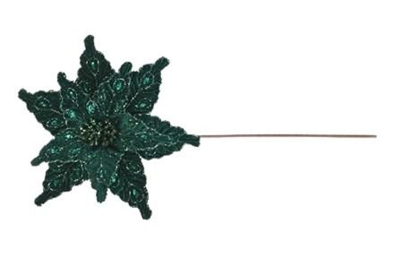 DO-HOME - Stella Di Natale Con Gemme Verde In Poliestere Effetto Velluto D. 28Xh.45 Cm