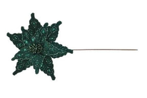 DO-HOME - Stella Di Natale Con Gemme Verde In Poliestere Effetto Velluto D. 28Xh.45 Cm
