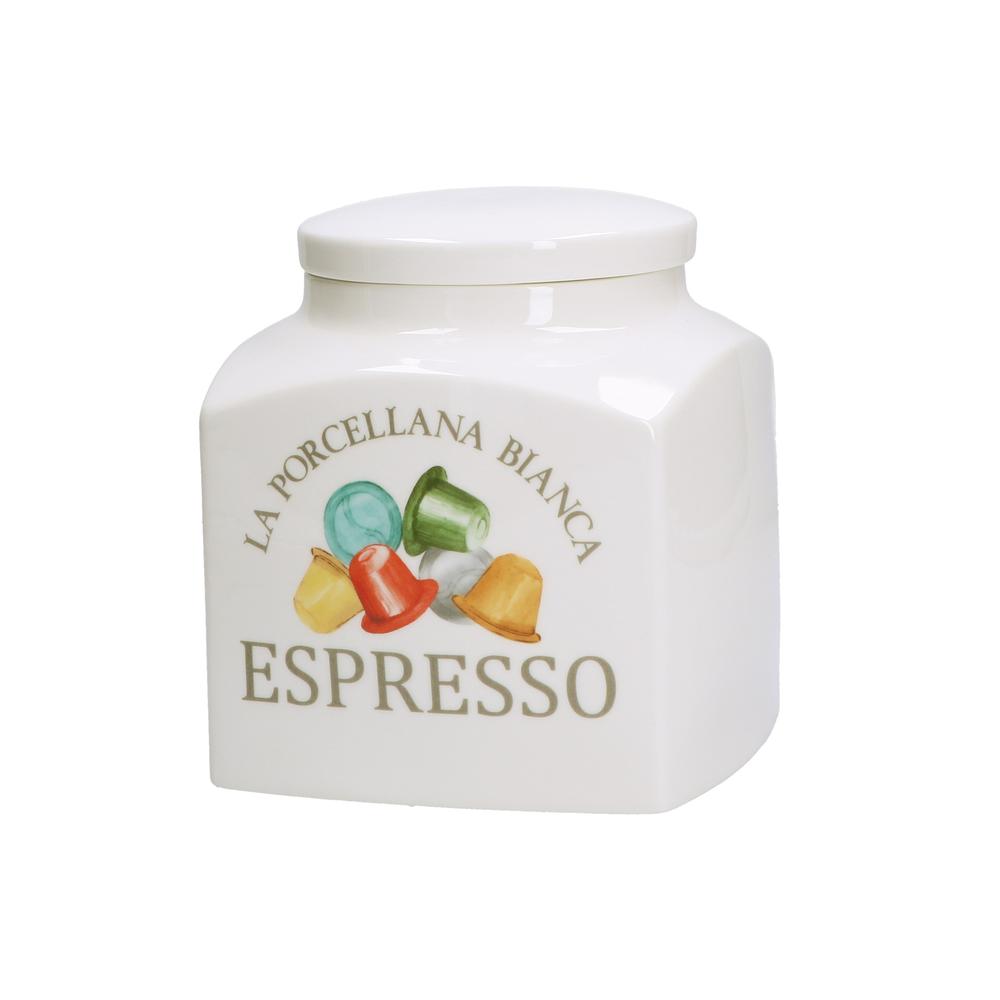 PORCELLANA BIANCA - Conserva Barattolo Deco Espresso 1,8 L
