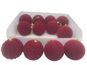 DO-HOME - Palle Natalizie Effetto Velluto Bordeaux In Plastica D.10 Cm [Liscia]