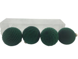 DO-HOME - Palle Natalizie 4 Pz Effetto Velluto Verde In Plastica D.12 Cm Design Assortiti In Scatola Trasparente