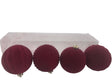 DO-HOME - Palle Natalizie 4 Pz Effetto Velluto Bordeaux In Plastica D.12 Cm Design Assortiti In Scatola Trasparente