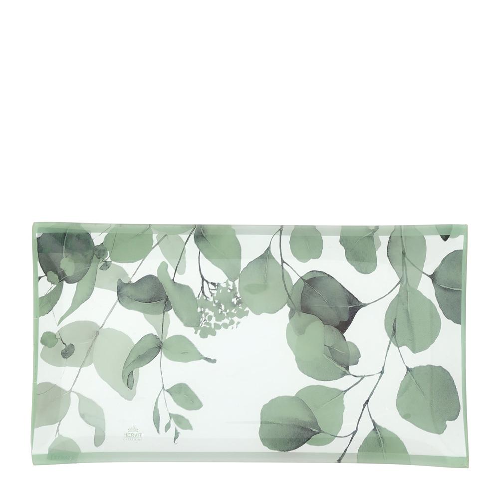 HERVIT - Green Botanic Glass Plate 20X37Cm