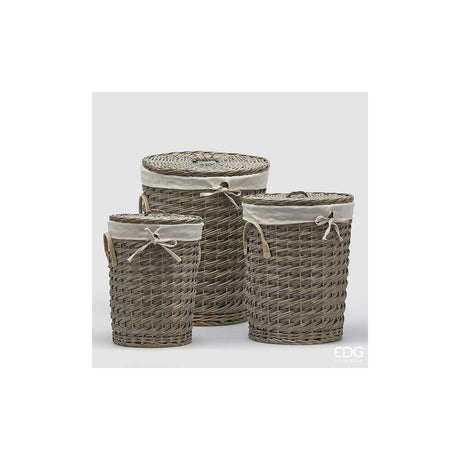 EDG - Round Laundry Basket With Fabric H.54 D.46 Large