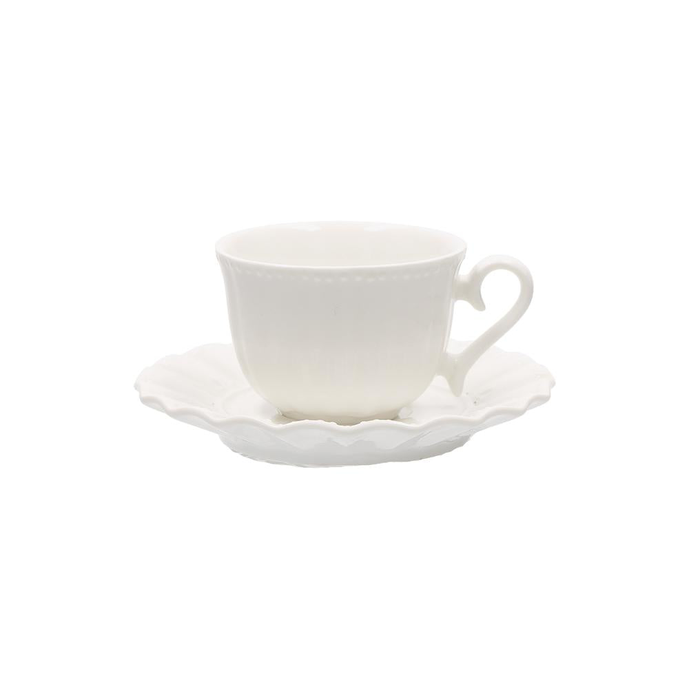 PORCELANA BLANCA - Taza De Café Con Platillo Ducale 6 Pzs 80 Cc