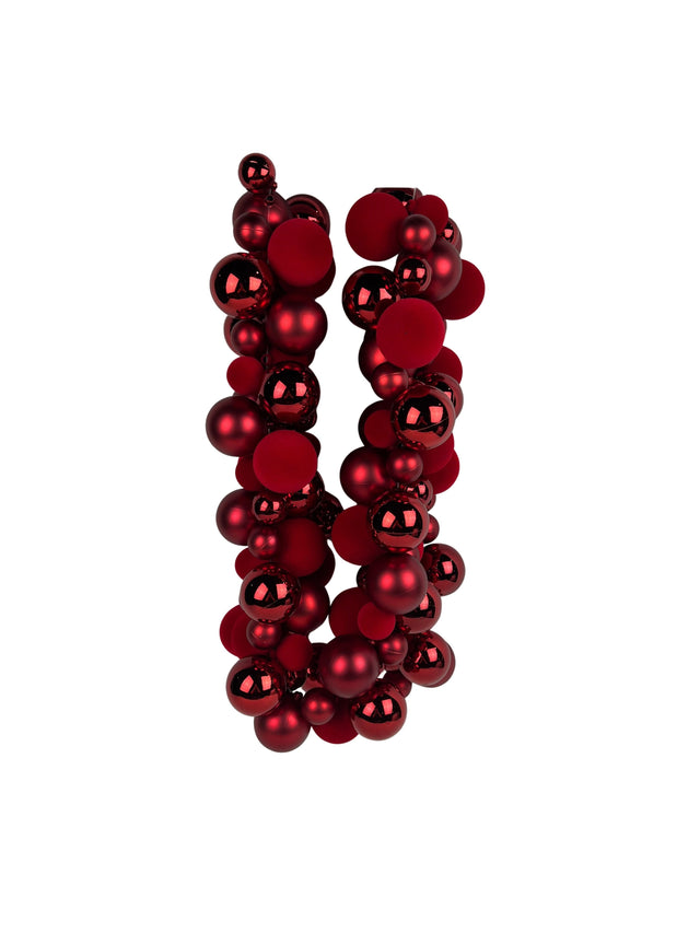 DO-HOME - Ghirlande Di Palle Vellutate Rosse In Plastica 130 Palle 9X8Xh.180 Cm