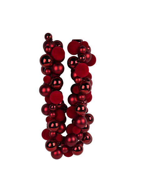 DO-HOME - Ghirlande Di Palle Vellutate Rosse In Plastica 120 Palle 16X12Xh.230 Cm
