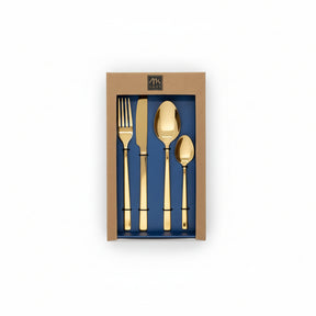 DO-HOME - Posate 24 Pz Oro Lucido In Acciaio 2.5Mm 15X7Xh.26 Cm In Scatola Regalo