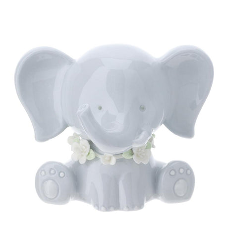 HERVIT - Elefante de porcelana 9 cm azul claro
