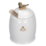 WHITE PORCELAIN - Honey Jar W/Aperegina Gold Honey Server