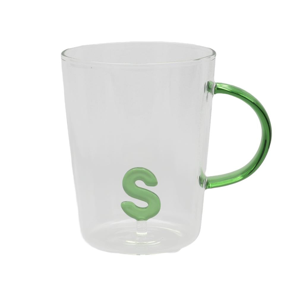 PORCELLANA BIANCA - Allalettera Mug In Vetro Borosilicato Lettera " S " 440 Cc