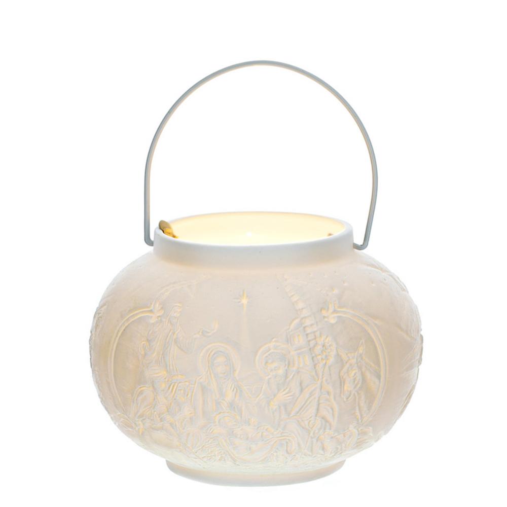 HERVIT - Biscuit White Porcelain Lantern 12X9Cm