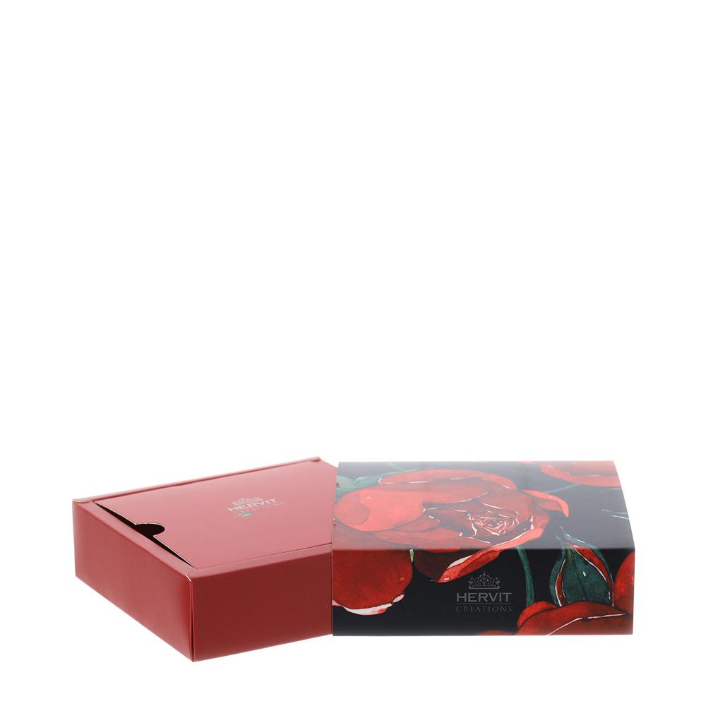 HERVIT - Box Cart.Rose Baccarat Rosso 10X10X3Cm