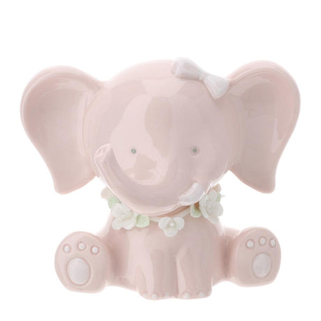 HERVIT - Elefante de porcelana 9 cm rosa