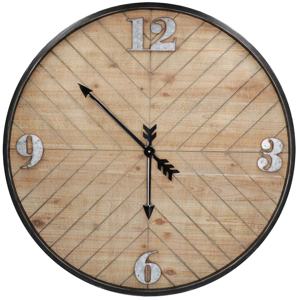 RITUALI DOMESTICI - Orologio Doghe In Legno Con Cornice In Metallo 60Cm