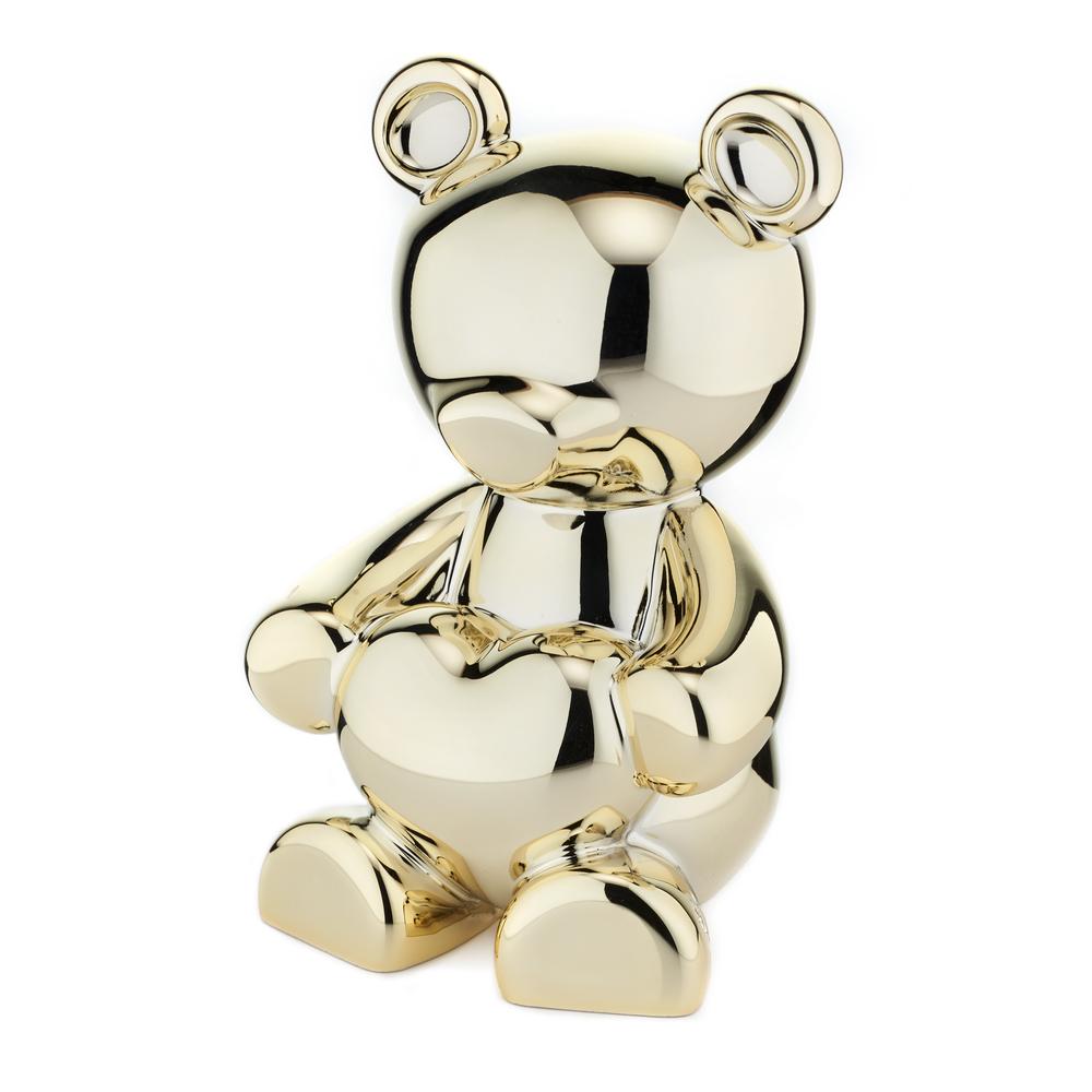 ZAVI - Polly Heart Teddy Bear In Platinum Metallic Resin 10.9X9X14.5 Cm