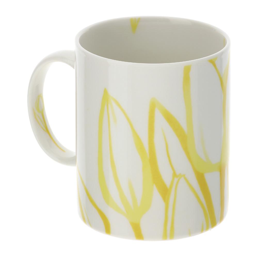 HERVIT - Mug Tulip Porcelain 8Xh10Cm Yellow