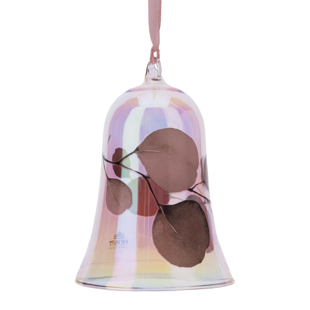 HERVIT - Pink Botanic Glass Bell Dia.8Xh12Cm