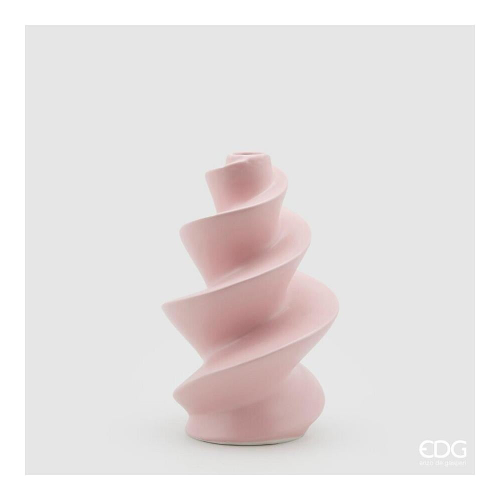 EDG - Vaso Avvitato Pink In Ceramica H26 D16 Cm