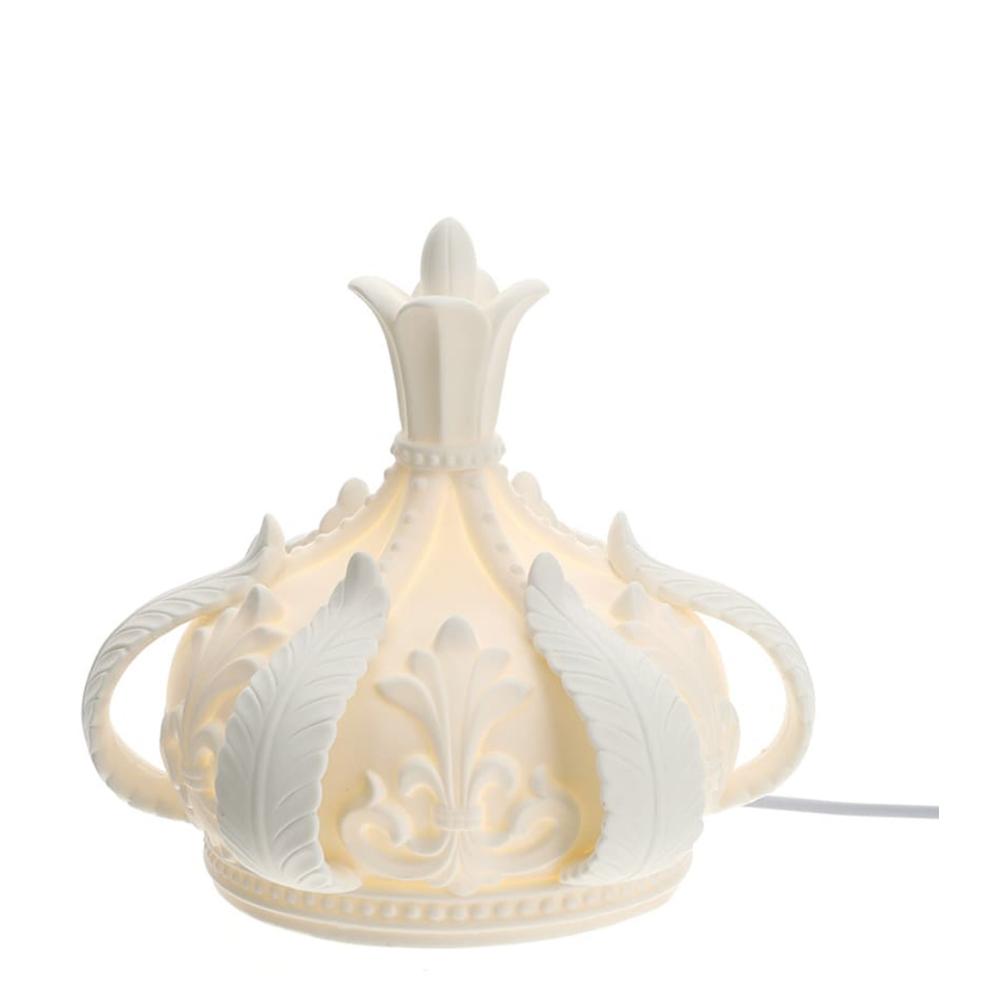 HERVIT - Lámpara corona de porcelana blanca 20X18 Cm