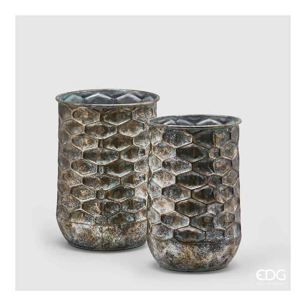 EDG - Hexagonal Cylindrical Metal Vase H44 X58 [Large]