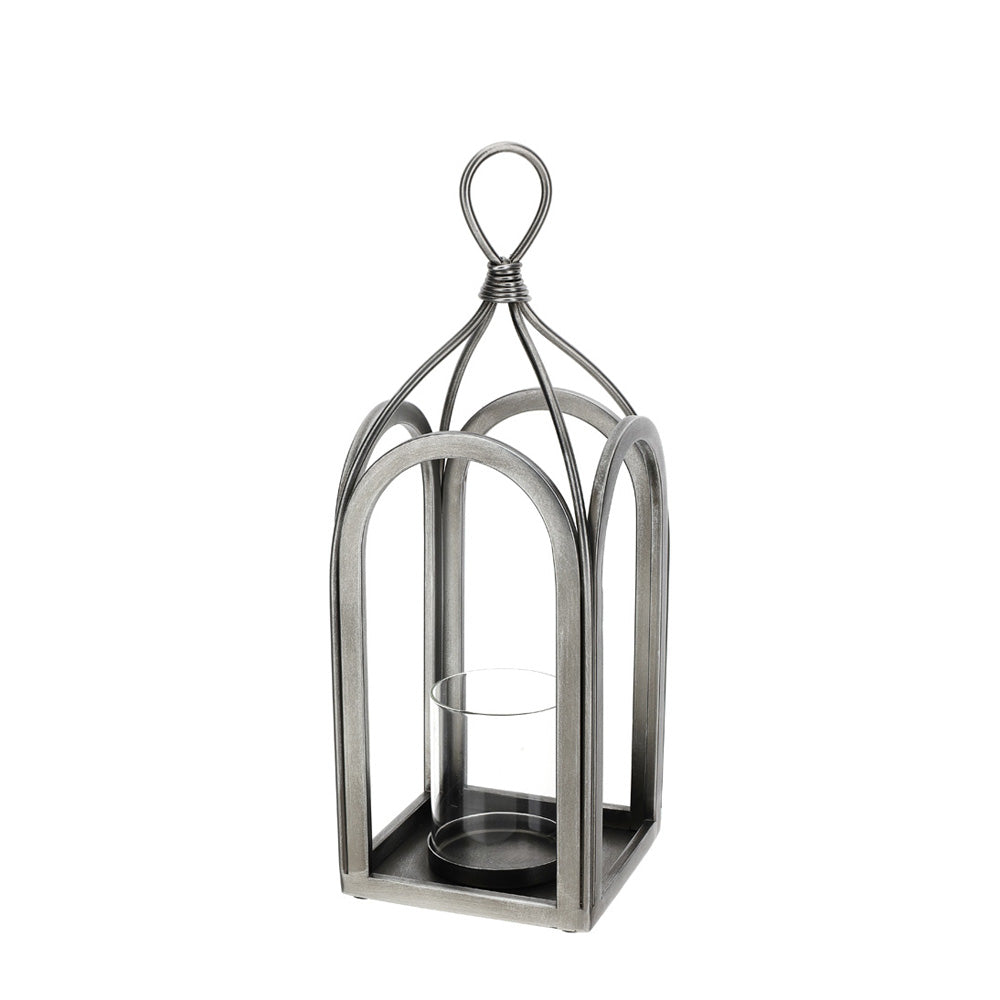 HERVIT - Lanterna Metallo Argento 14X14Xh41Cm