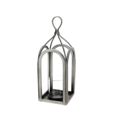 HERVIT - Lanterna Metallo Argento 14X14Xh41Cm