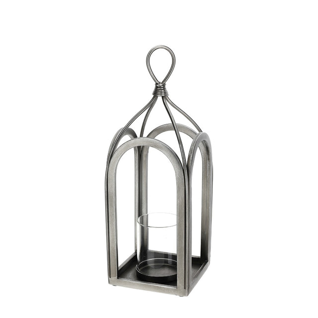 HERVIT - Lanterna Metallo Argento 14X14Xh41Cm
