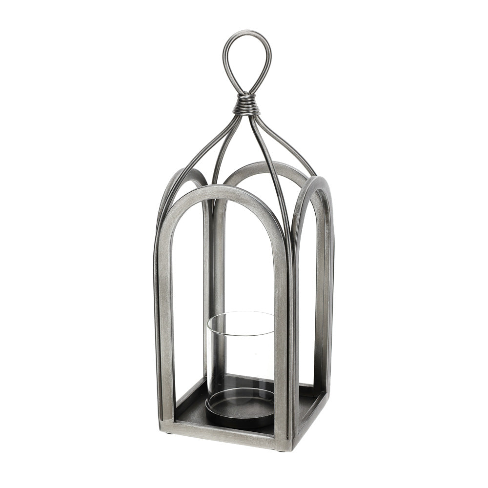 HERVIT - Lanterna Metallo Argento 20X20Xh54Cm